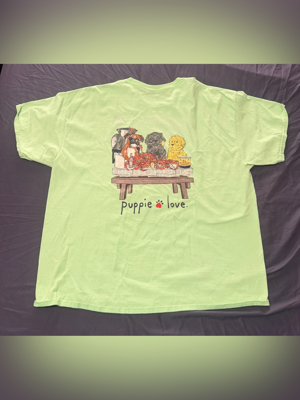 Puppie Love Light Green Dog Graphic Tee